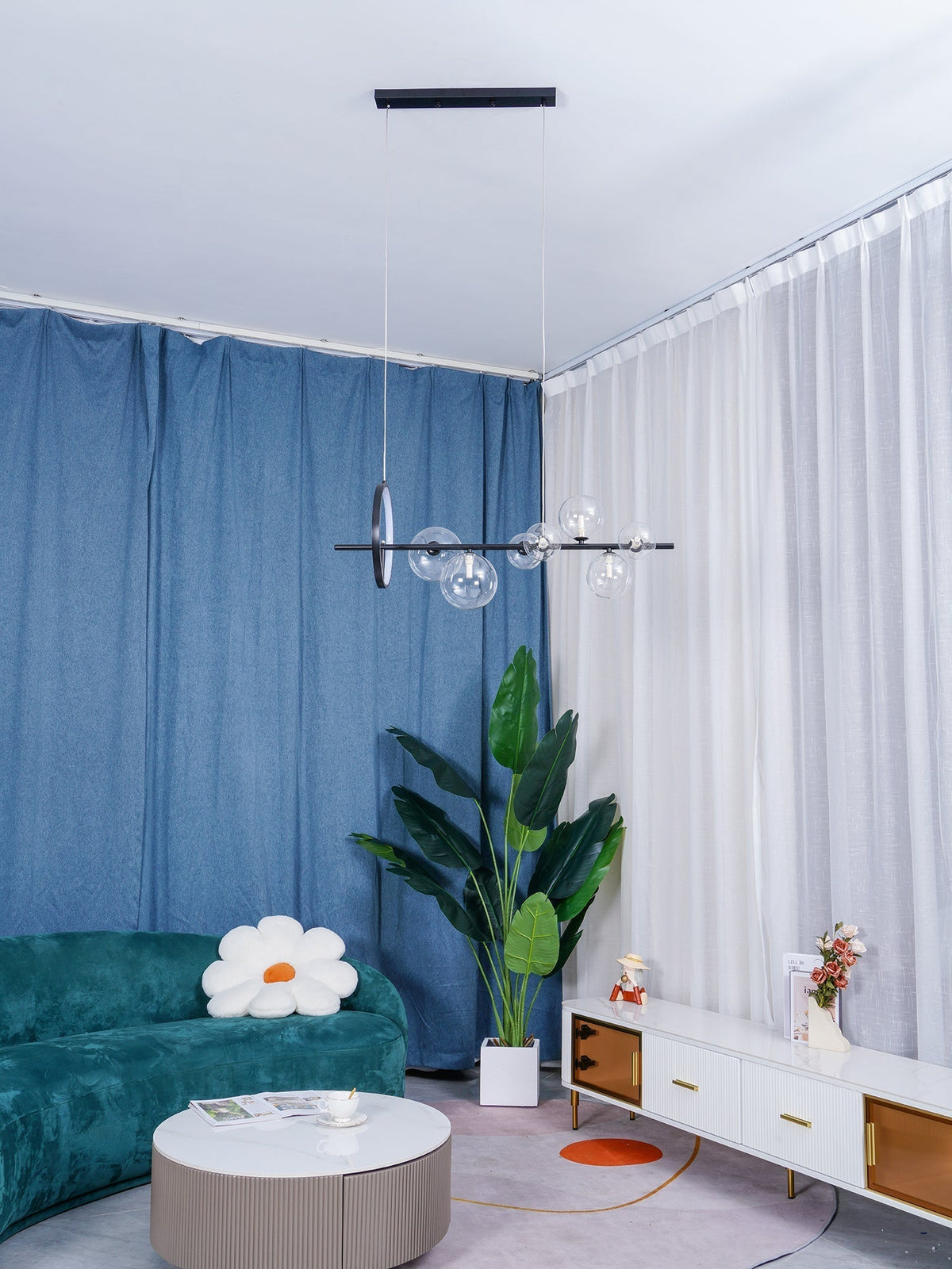 Edvane lysekrone i glas, bobler, nordisk sort LED