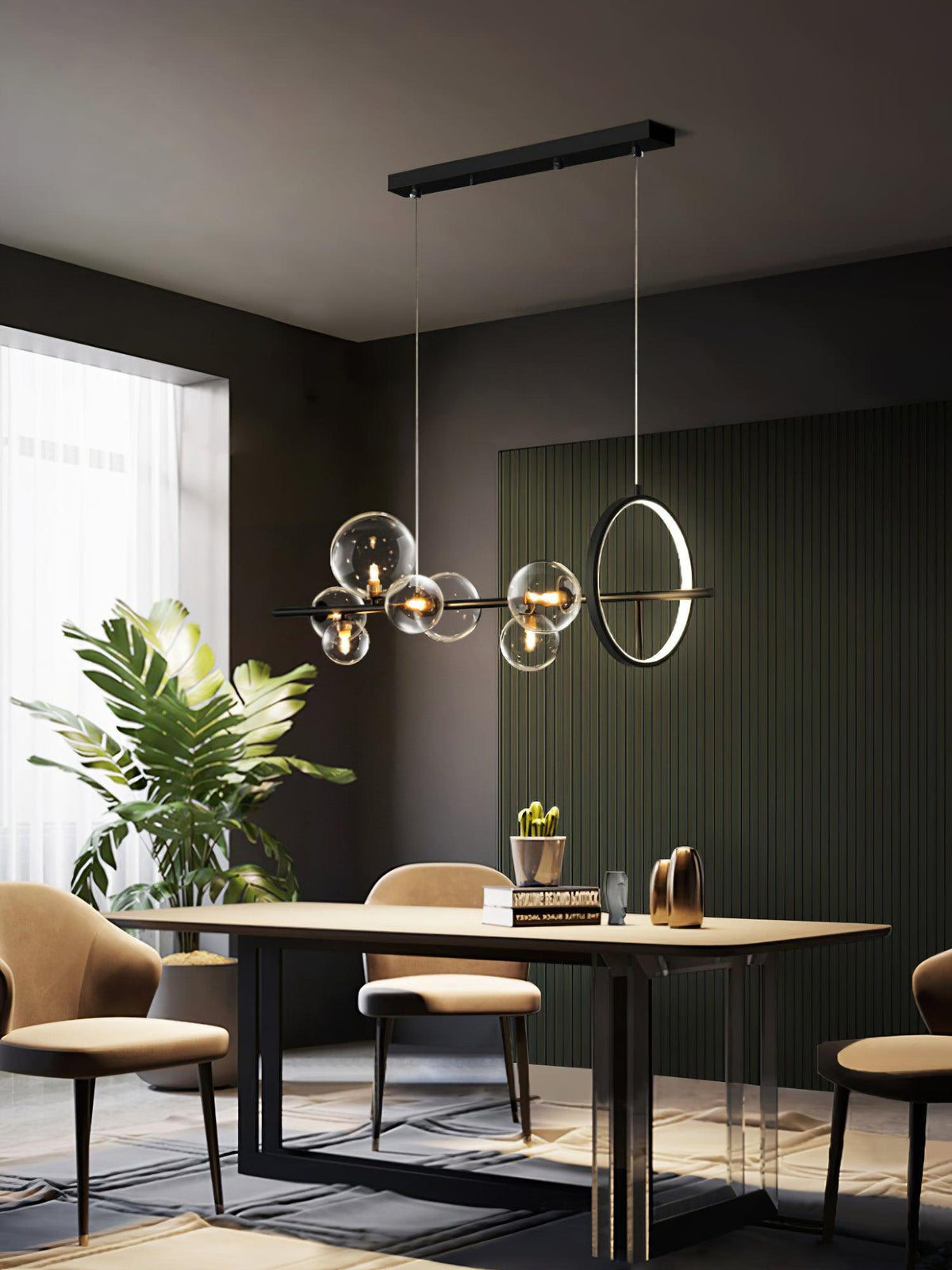 Edvane lysekrone i glas, bobler, nordisk sort LED