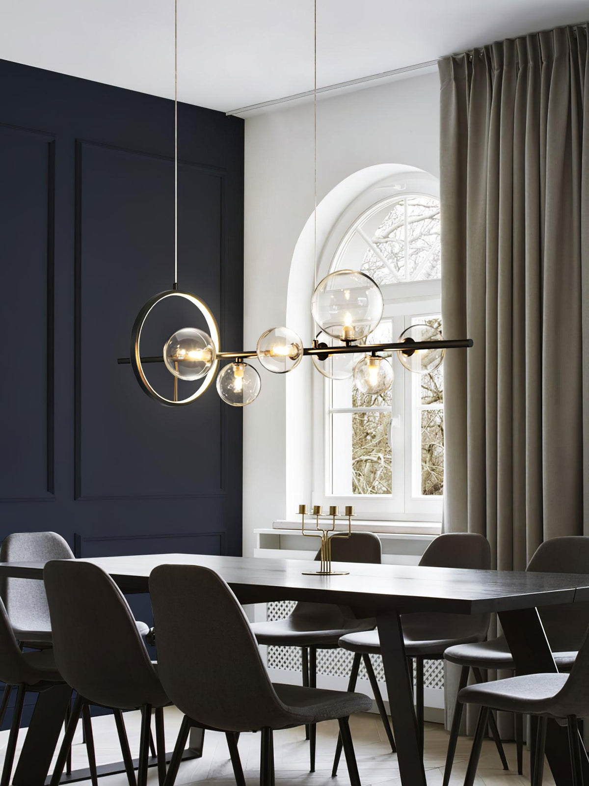 Edvane lysekrone i glas, bobler, nordisk sort LED