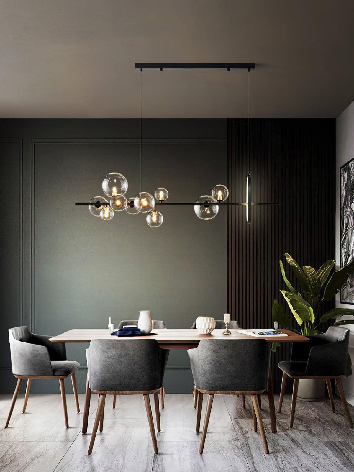 Edvane lysekrone i glas, bobler, nordisk sort LED