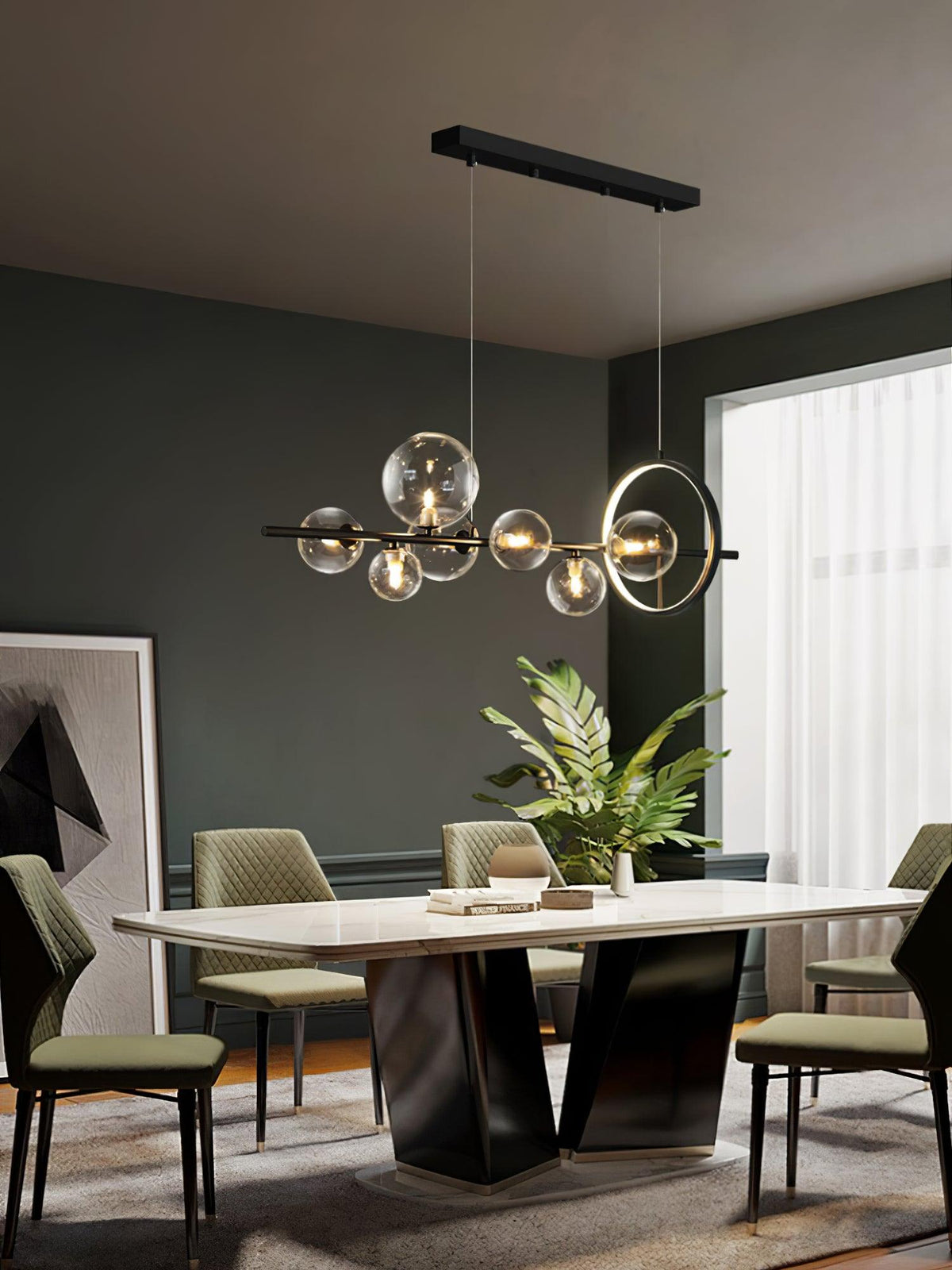 Edvane lysekrone i glas, bobler, nordisk sort LED