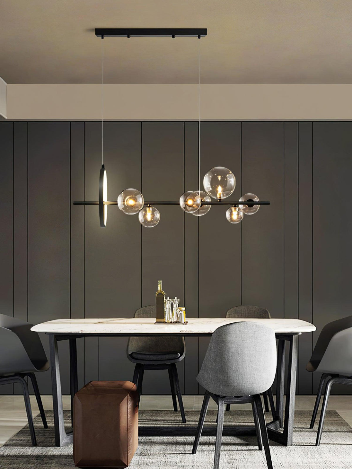 Edvane lysekrone i glas, bobler, nordisk sort LED