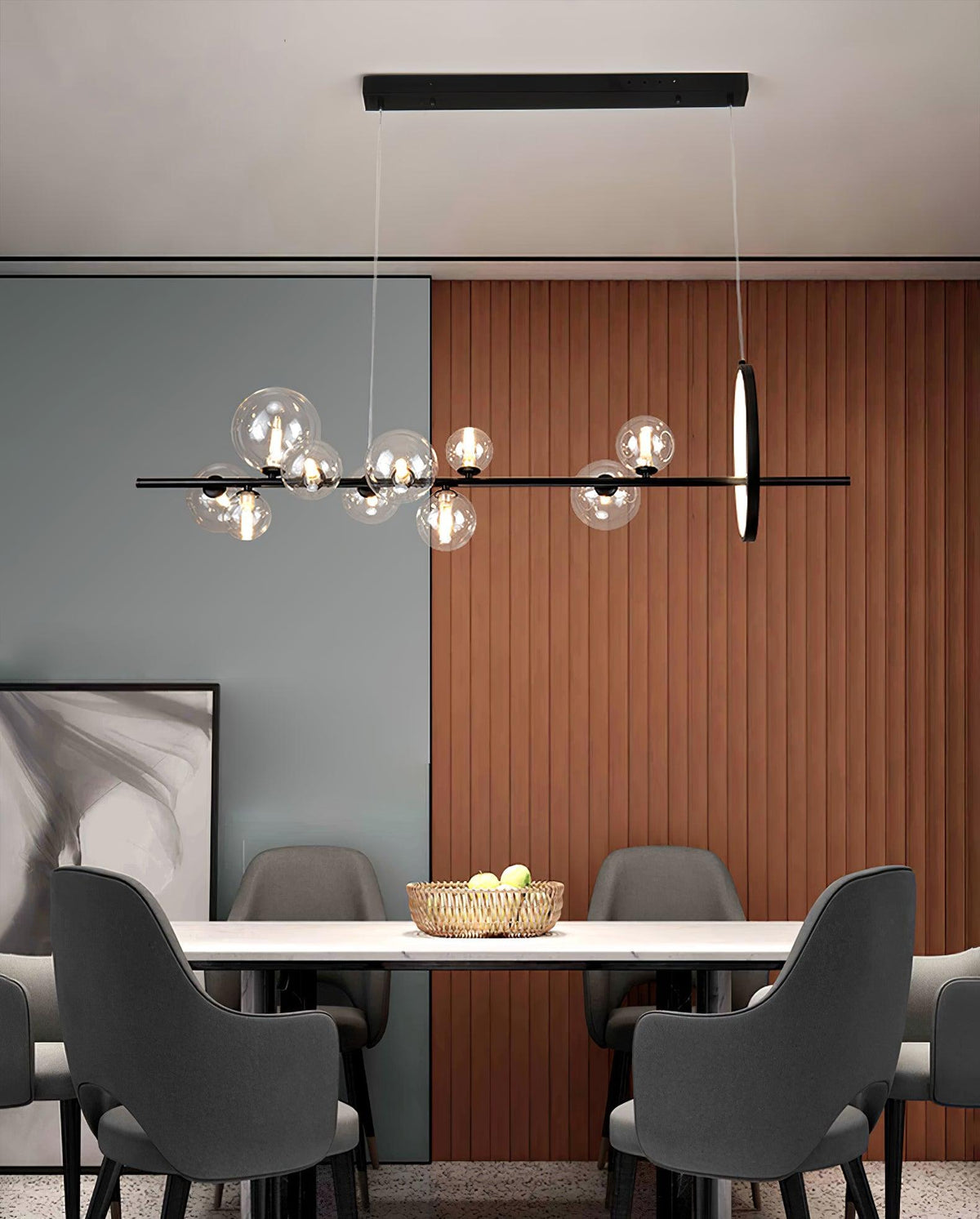 Edvane lysekrone i glas, bobler, nordisk sort LED