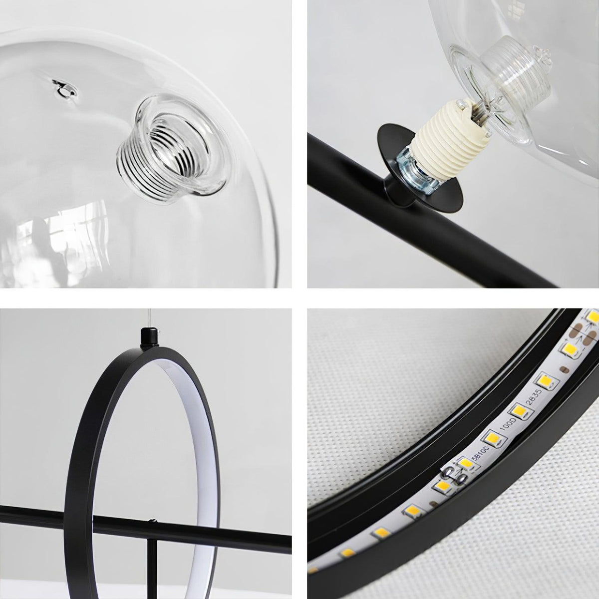 Edvane lysekrone i glas, bobler, nordisk sort LED