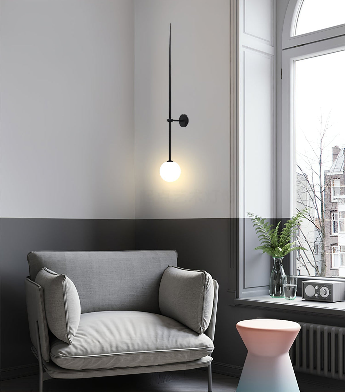 Veluelle modern minimalistisk mobil vägglampa i glas
