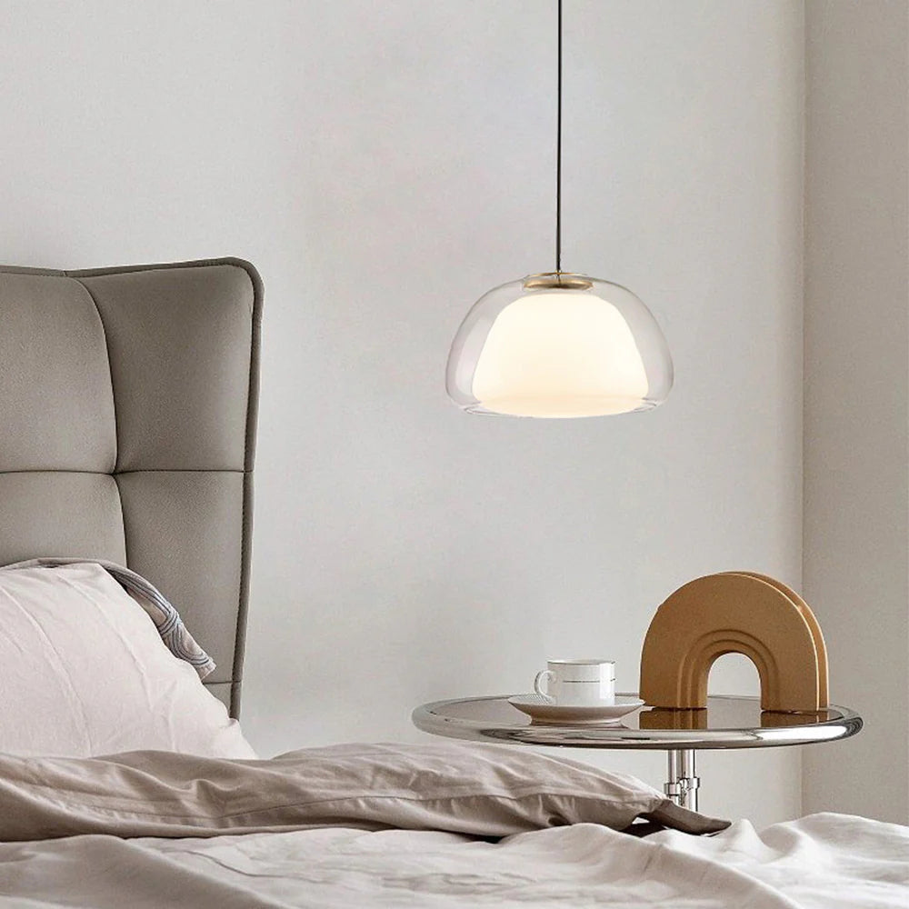 Valentina modern LED-pendellampa i glas och metall för vardagsrum