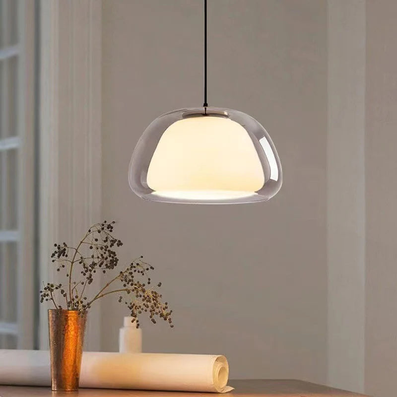 Valentina modern LED-pendellampa i glas och metall för vardagsrum
