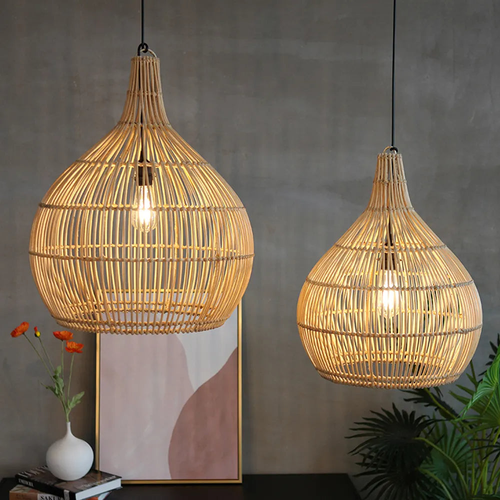 Muto japansk kreativ pendellampa i rotting för matsal/sovrum