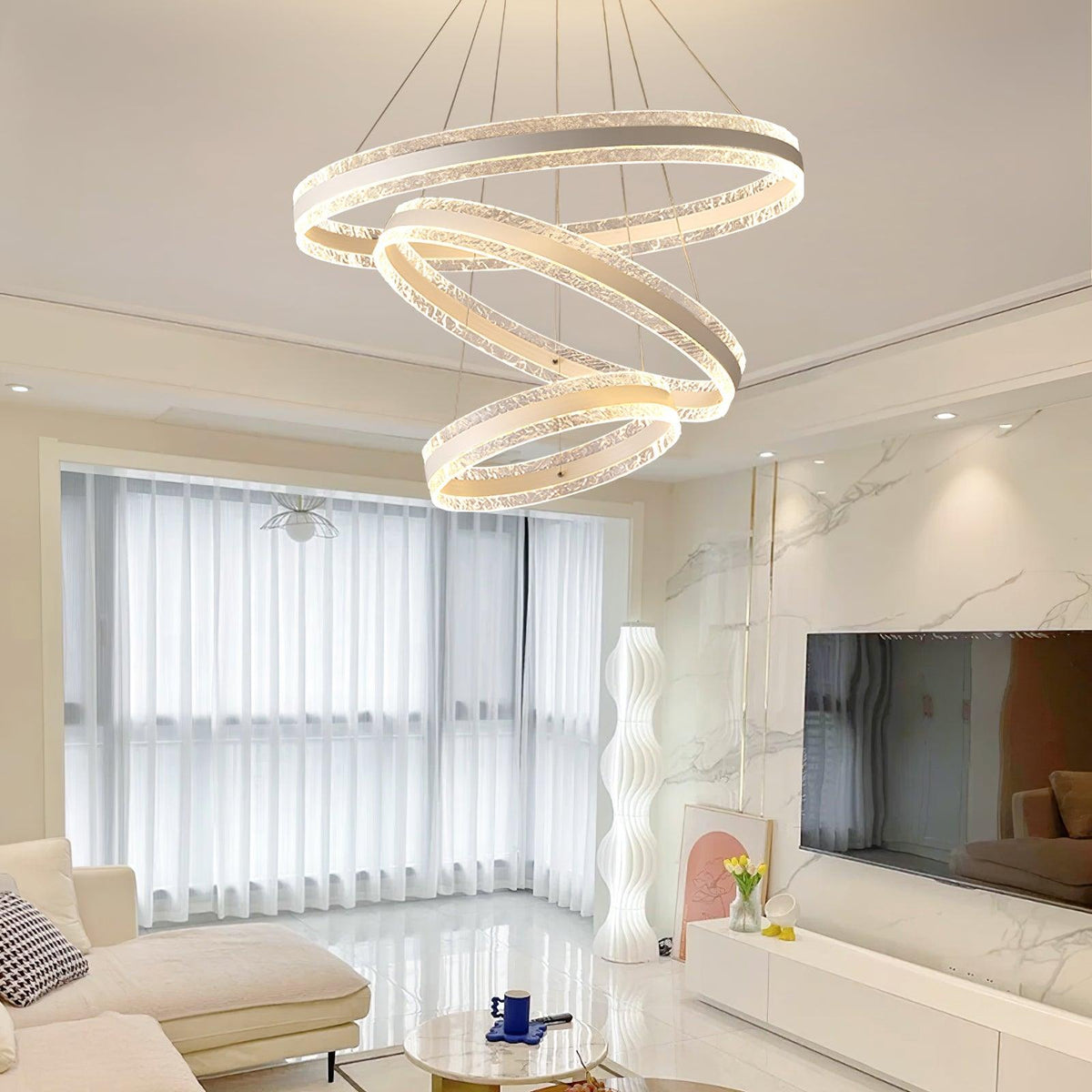 Aroxen Moderne LED-pendellampe med dobbelte cirkelringe