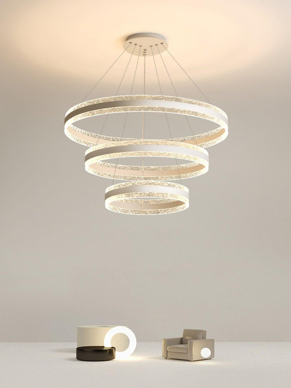 Aroxen Moderne LED-pendellampe med dobbelte cirkelringe