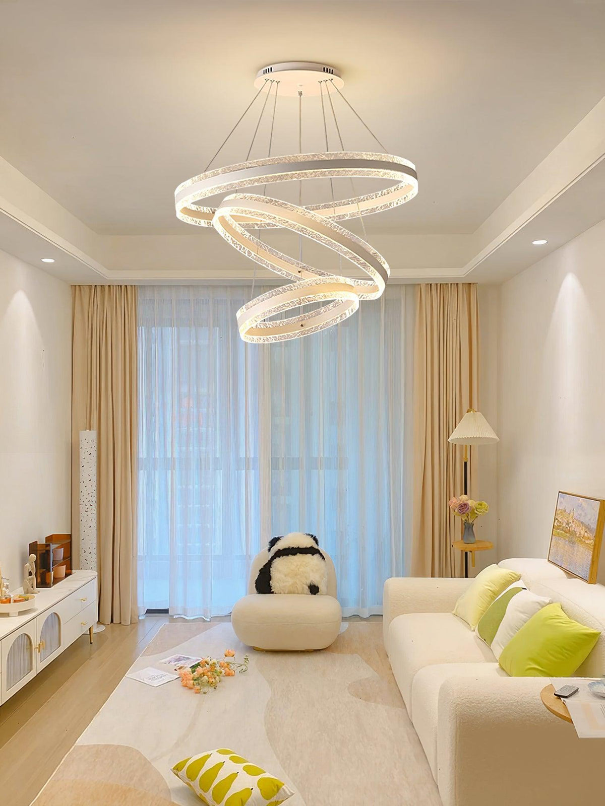 Aroxen Moderne LED-pendellampe med dobbelte cirkelringe
