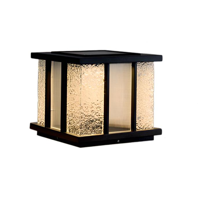 Rild moderne kubisk solcellelampe i glas til udendørs brug