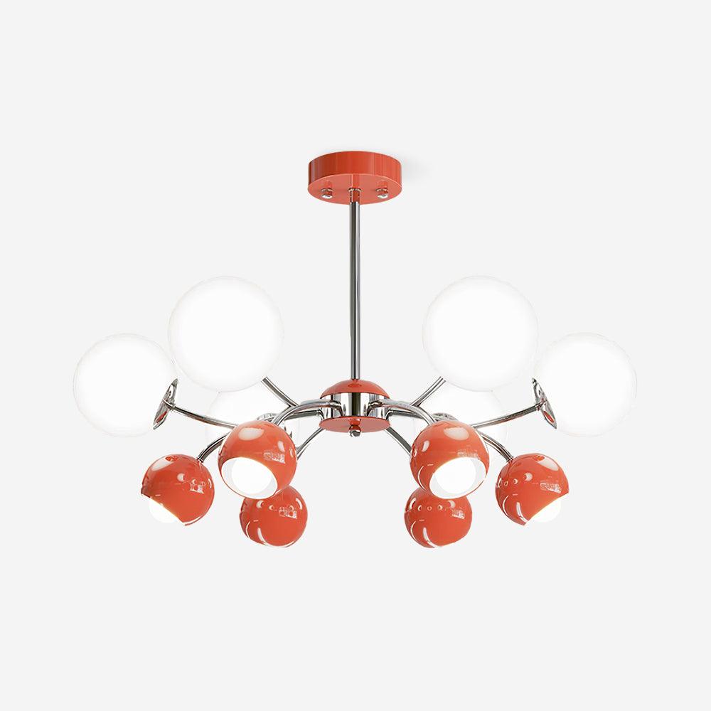 Eloria lysekrone med glaskuppel og kronbladsdesign, minimalistisk stemningsbelysning
