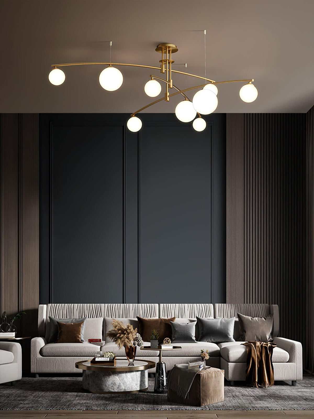 Dluxen moderne lysekrone med lange arme og 6 lys