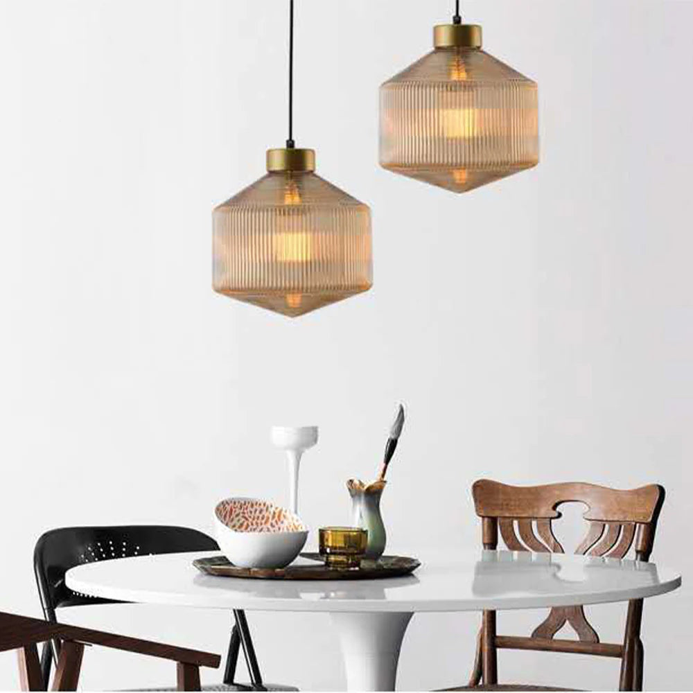 Valentina moderne LED-pendellampe i røggråt glas, soveværelse