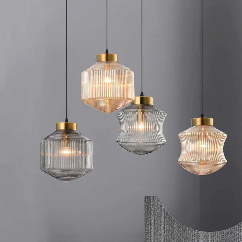 Valentina moderne LED-pendellampe i røggråt glas, soveværelse