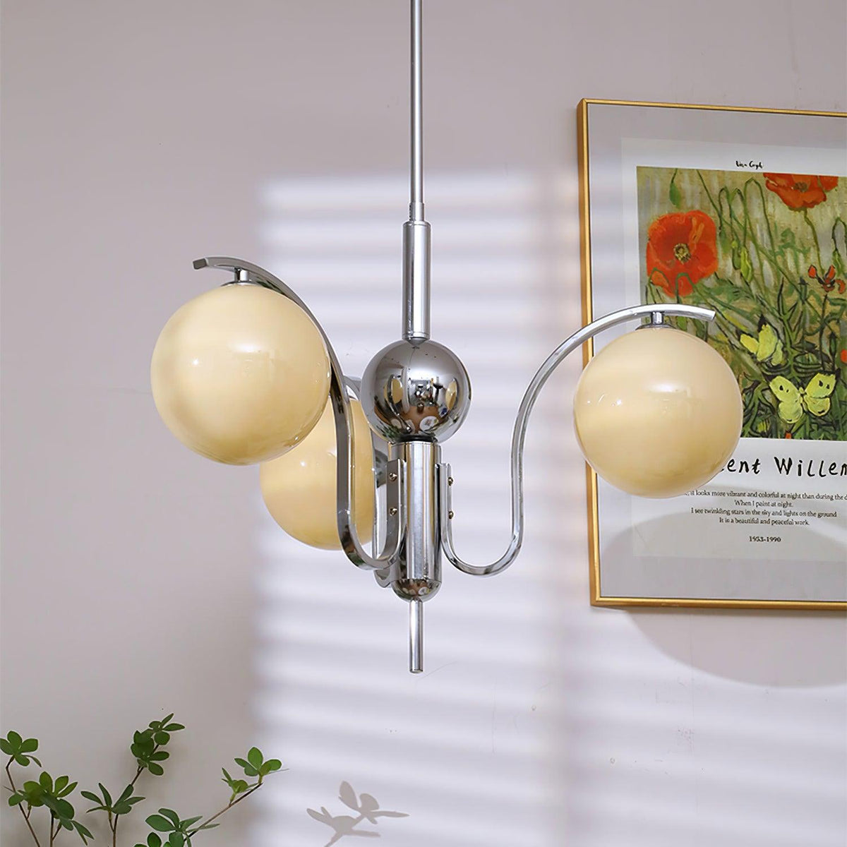 Eiroaria lysekrone i krom og glas, art deco, elegant