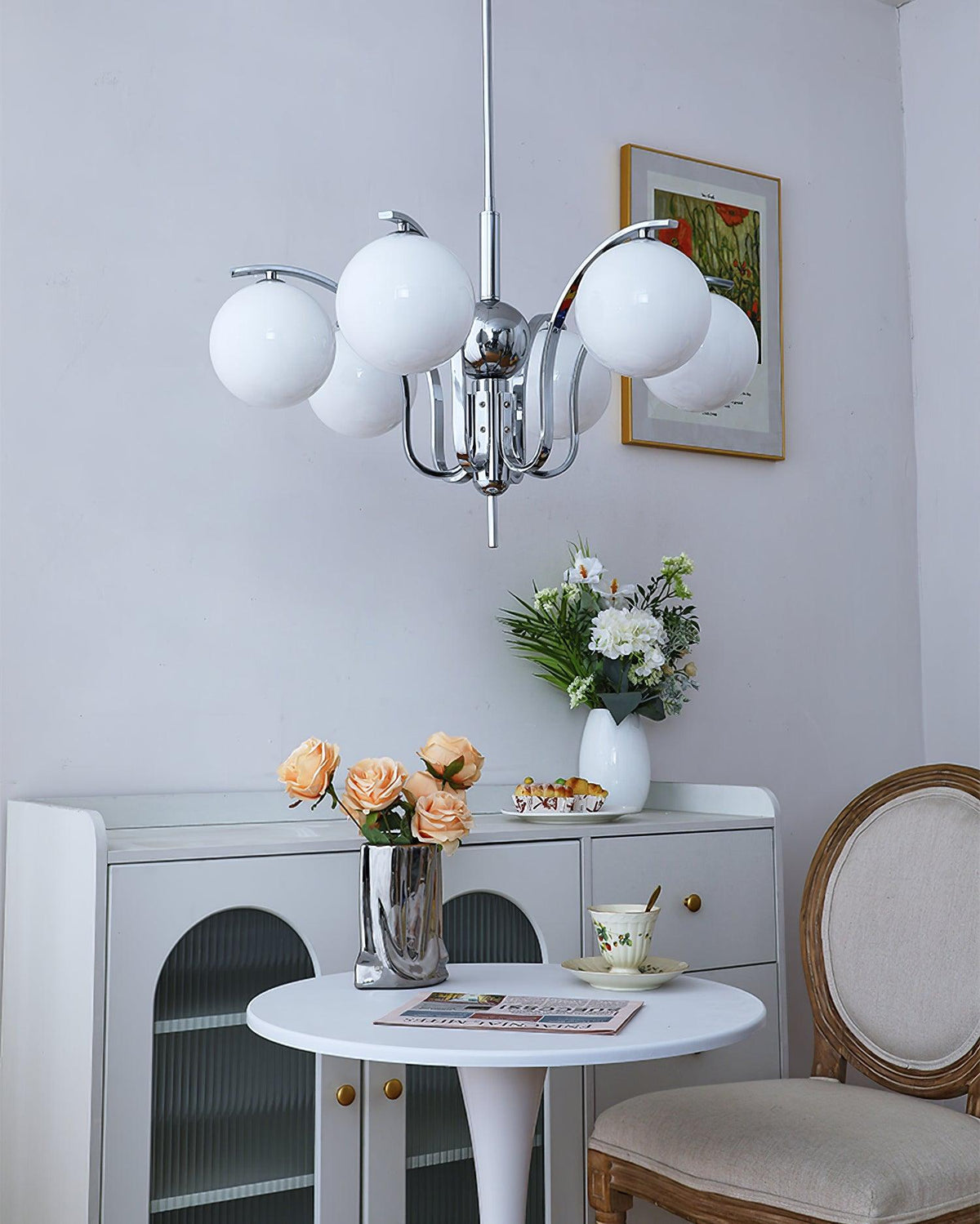 Eiroaria lysekrone i krom og glas, art deco, elegant