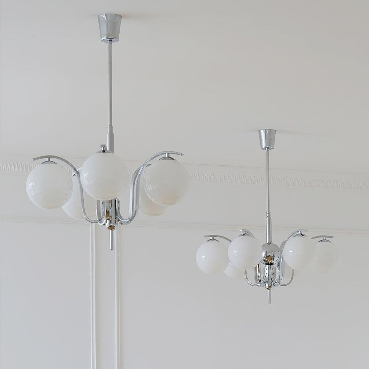 Eiroaria lysekrone i krom og glas, art deco, elegant