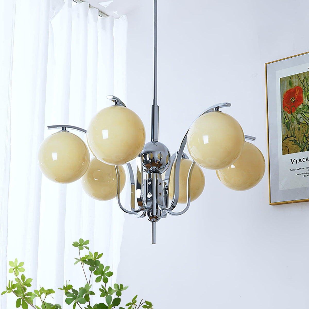 Eiroaria lysekrone i krom og glas, art deco, elegant