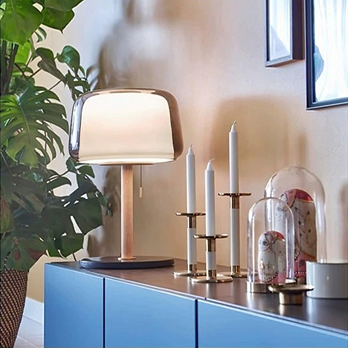 Gala bordslampa i glas och marmor