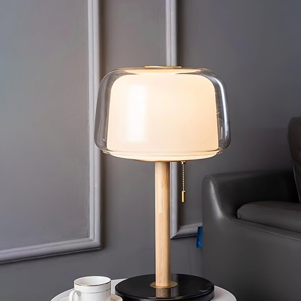 Gala bordslampa i glas och marmor