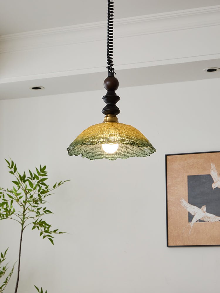 Nydoreth elegant vintage kunstnerisk pendellampe i træ