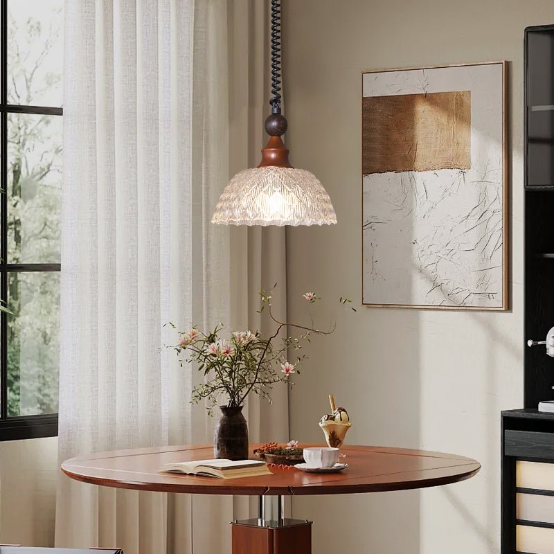 Nydoreth elegant vintage kunstnerisk pendellampe i træ