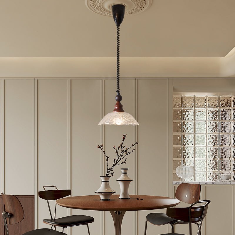 Nydoreth elegant vintage kunstnerisk pendellampe i træ