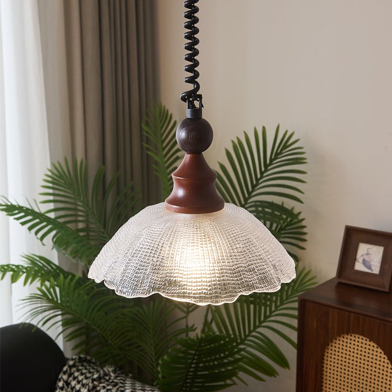 Nydoreth elegant vintage kunstnerisk pendellampe i træ