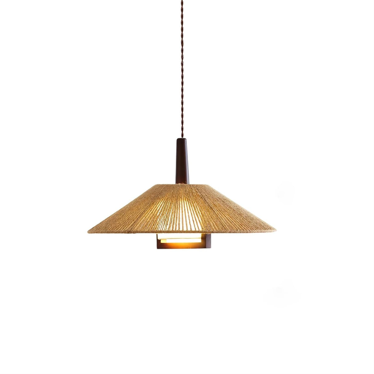 Fidoya kegleformet pendellampe i flettet rattan