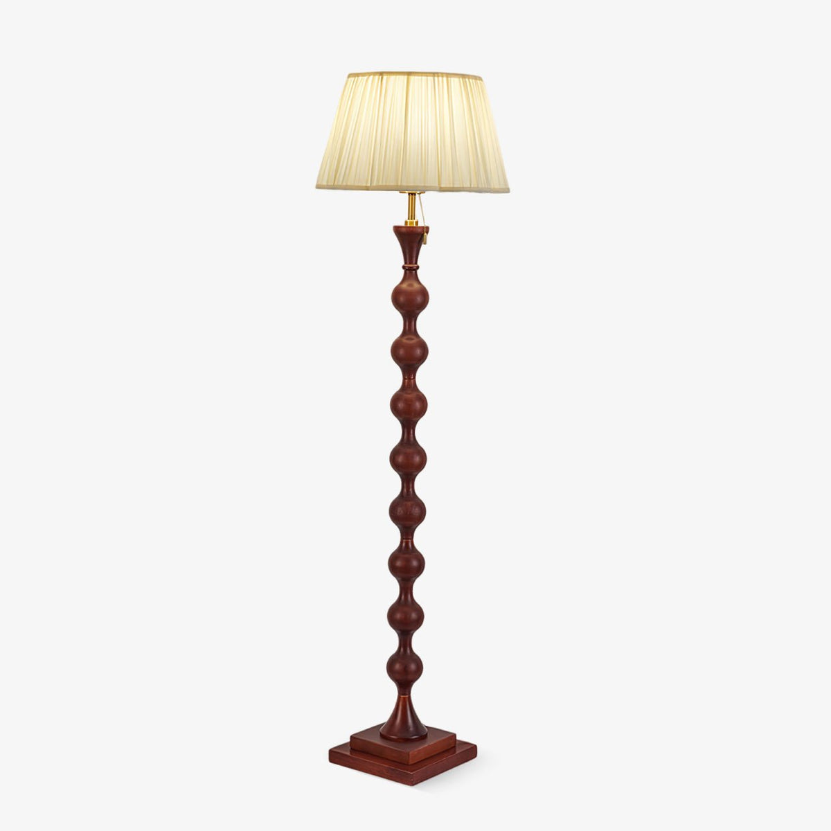 Celon vintage-gulvlampe i træ og stof