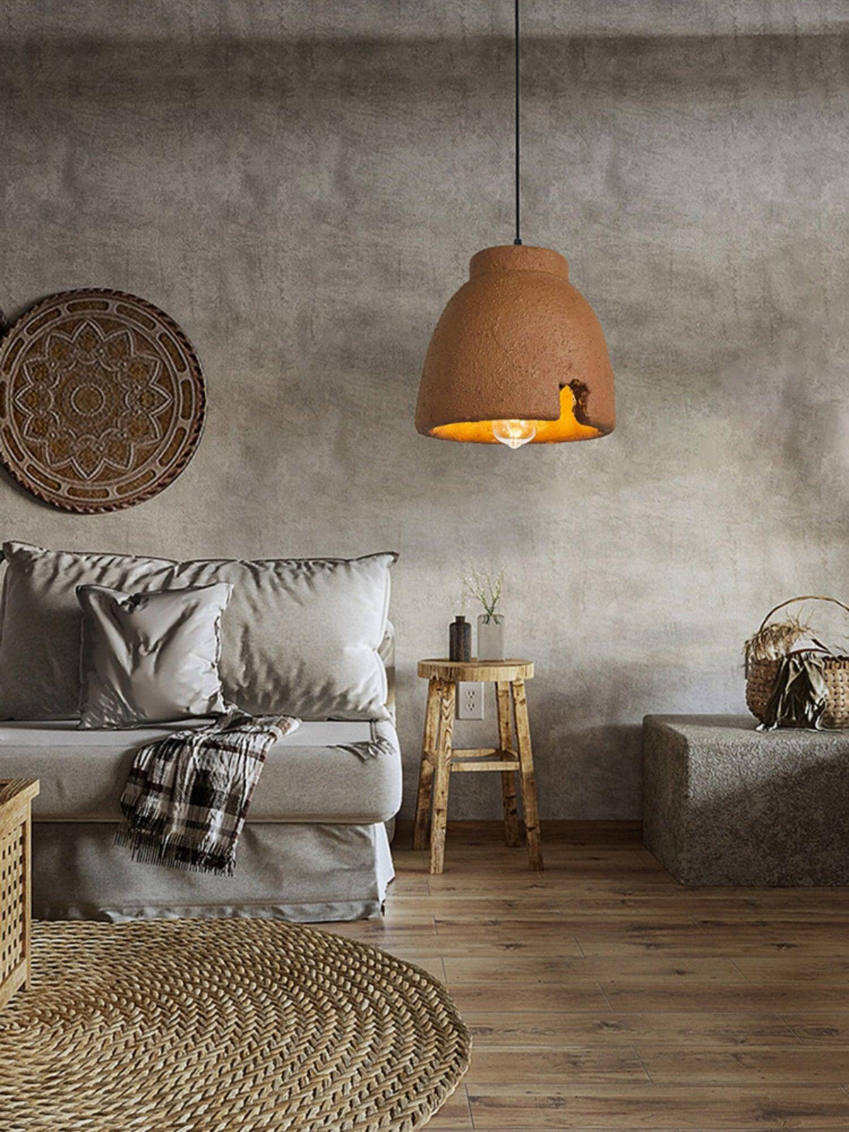 Candeeiro suspenso em resina Wabi-Sabi Osileth