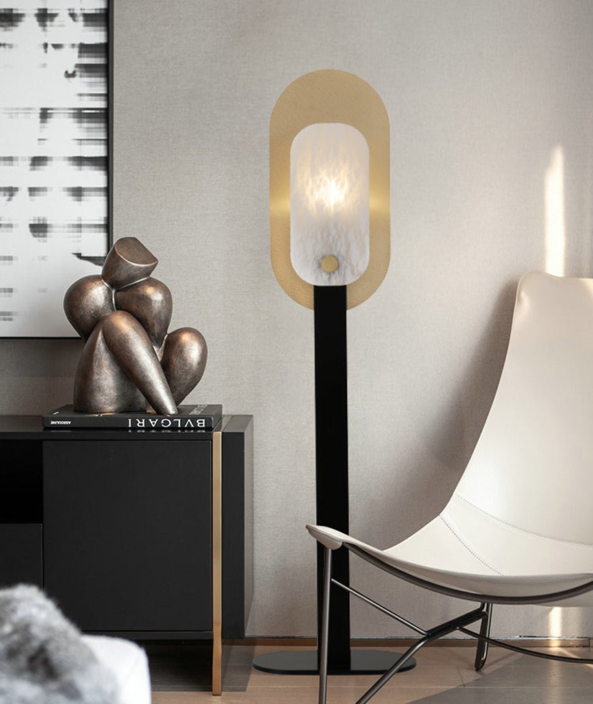 Mosaik Elegance-gulvlampe i alabast