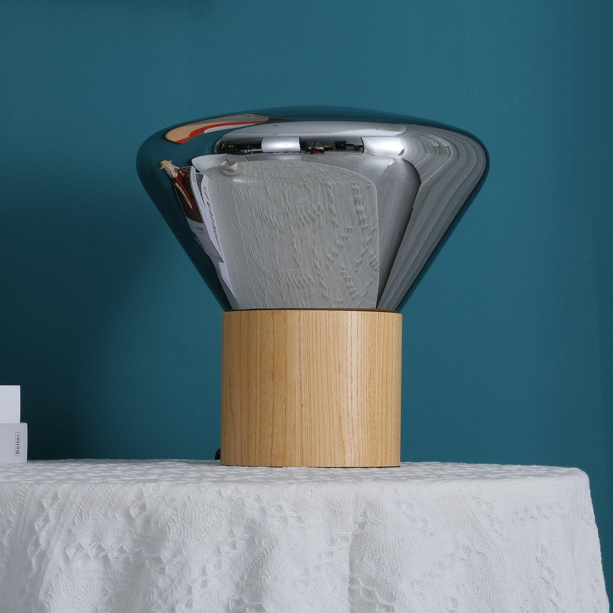Candeeiro de mesa minimalista em madeira Sylirella