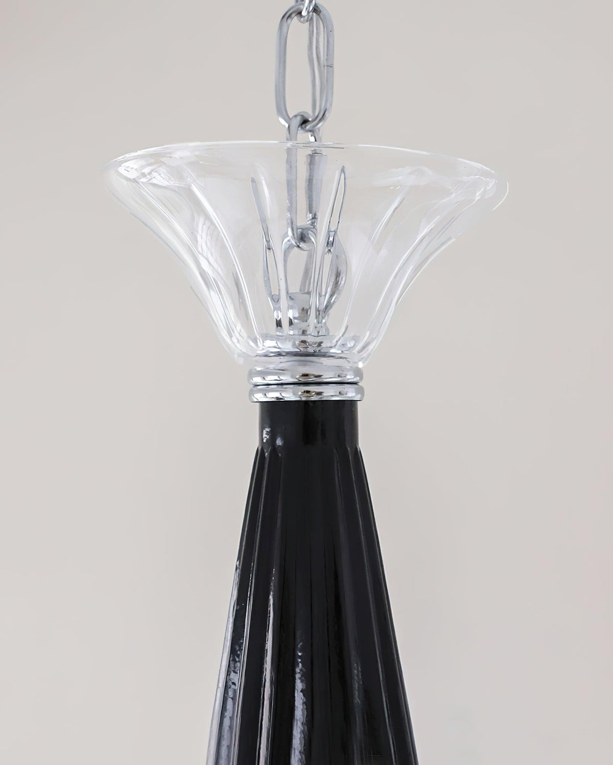 Candeeiro de teto Silten Preto Murano Braço para velas Vidro Clássico