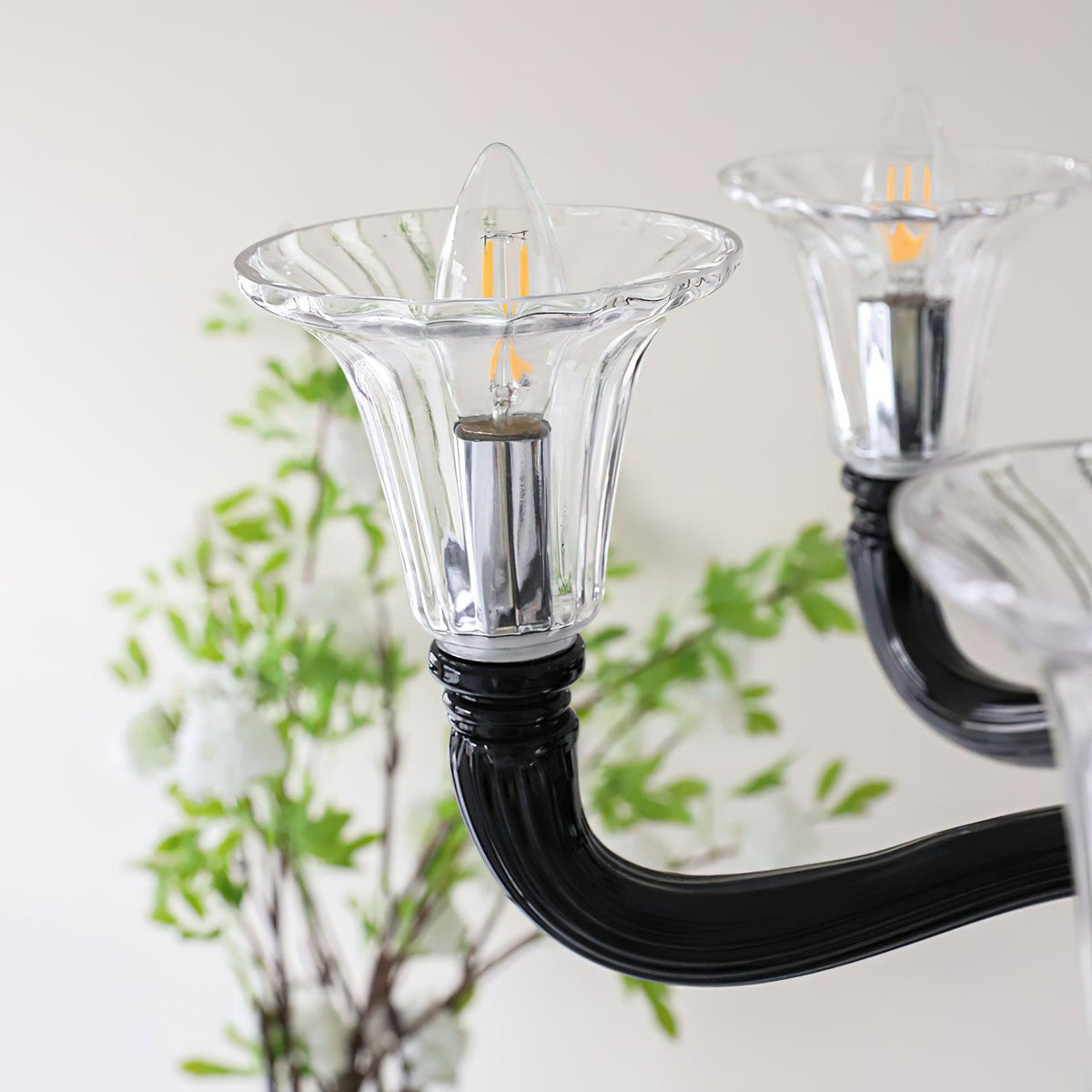 Candeeiro de teto Silten Preto Murano Braço para velas Vidro Clássico