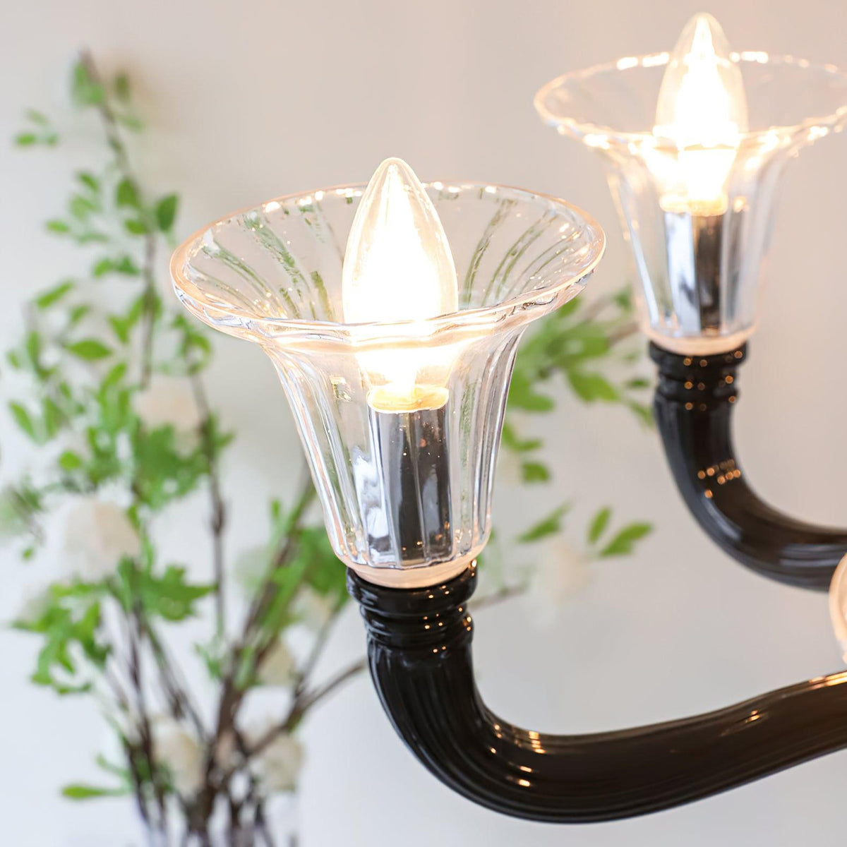 Candeeiro de teto Silten Preto Murano Braço para velas Vidro Clássico