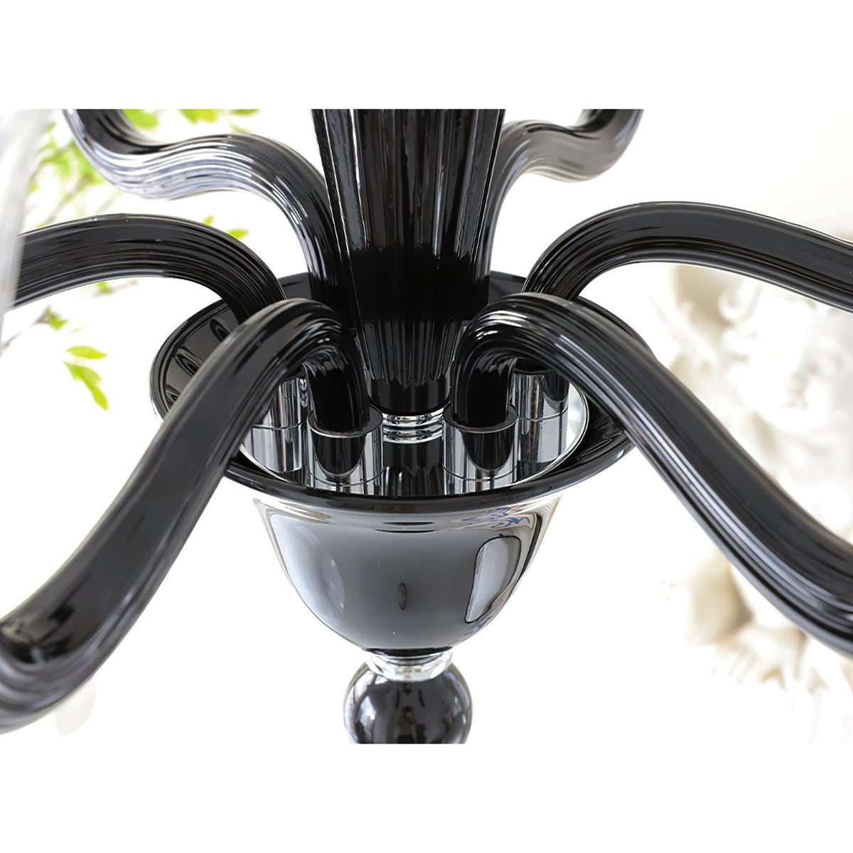 Candeeiro de teto Silten Preto Murano Braço para velas Vidro Clássico