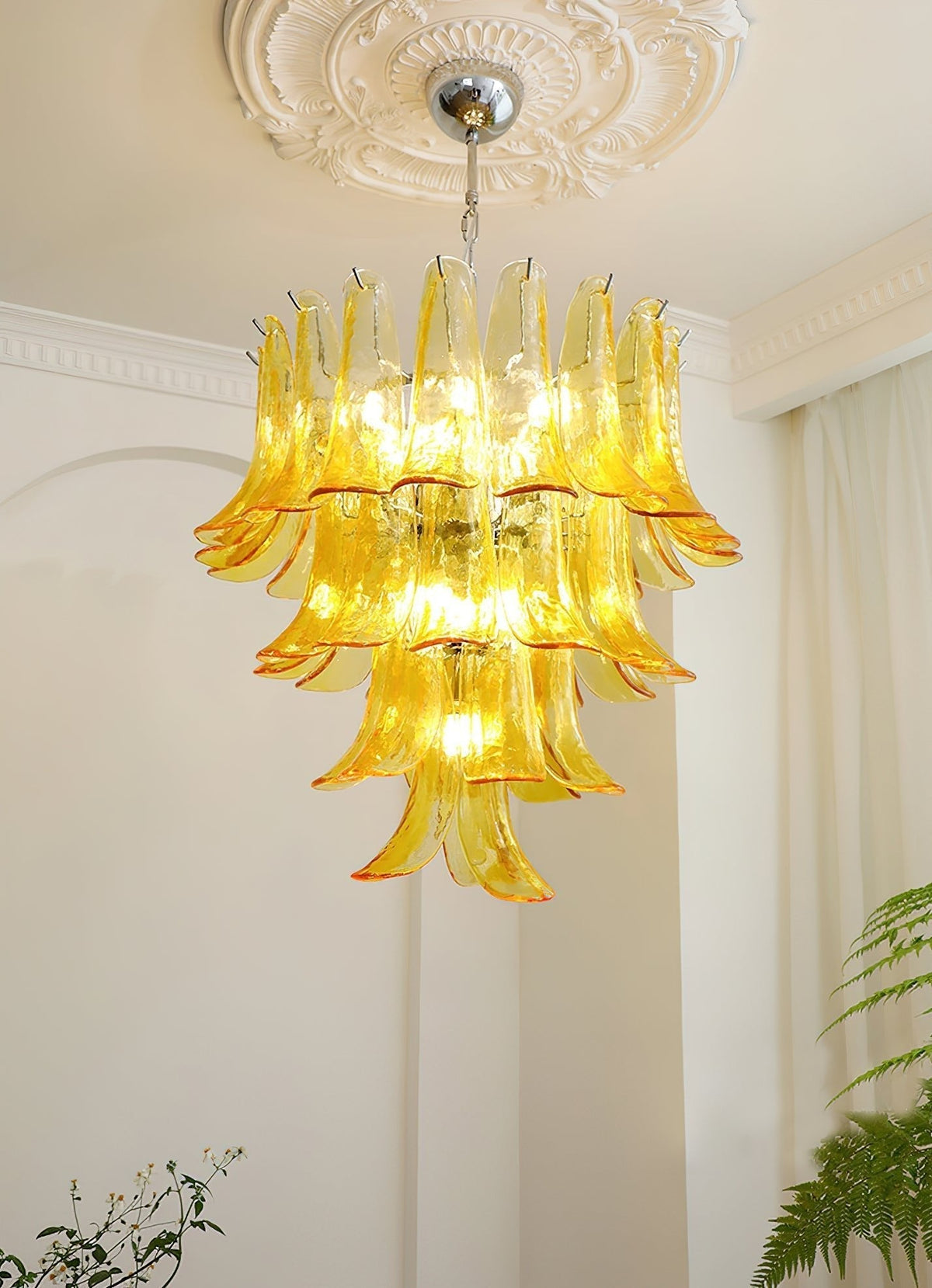 Celiian Chandelier Murano Glass Petals Vintage