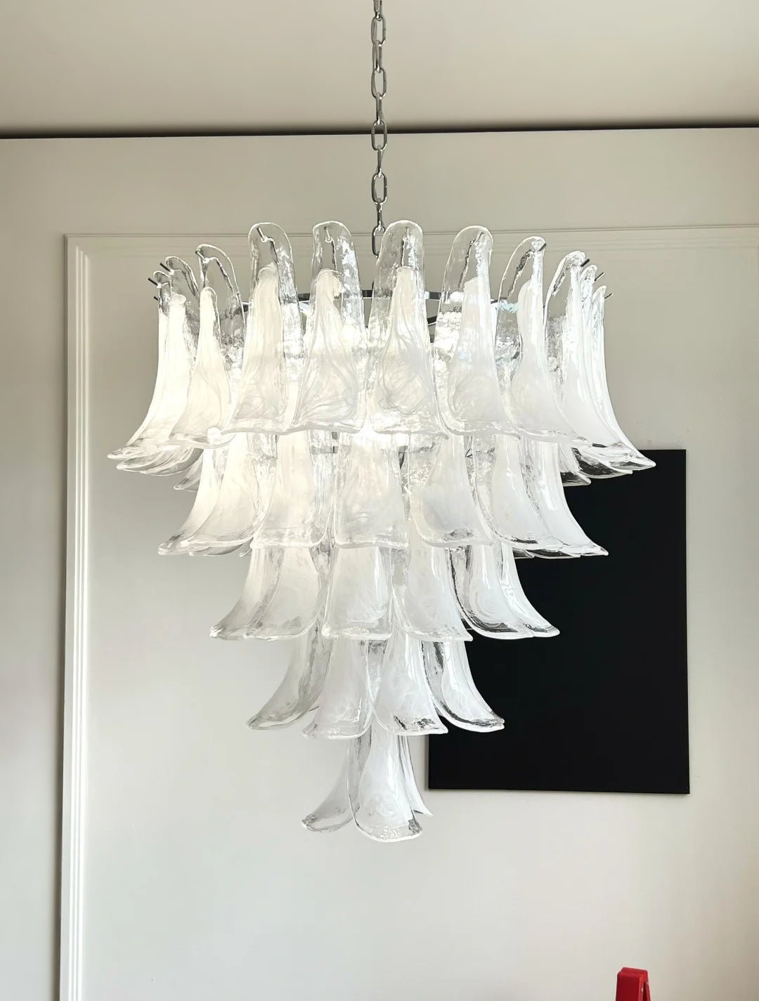 Candeeiro de teto Eiroian em vidro Murano transparente com pétalas vintage