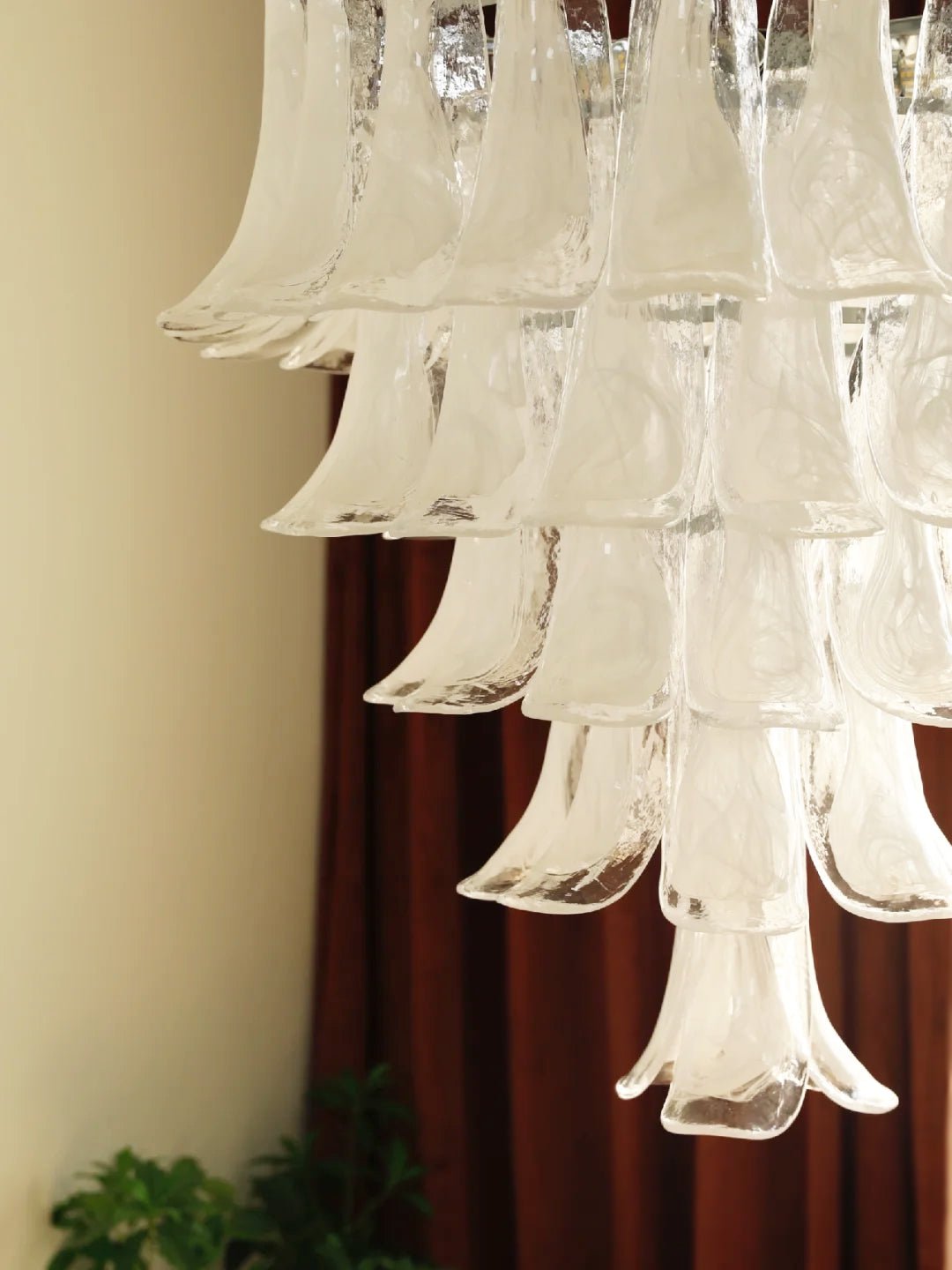 Candeeiro de teto Eiroian em vidro Murano transparente com pétalas vintage