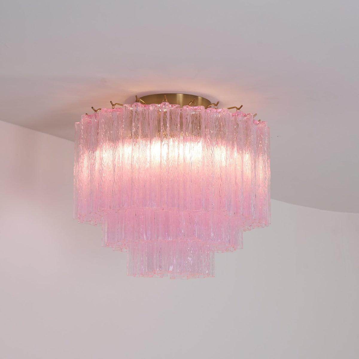 Veliaine loftslampe i pink Murano-glas, vintage
