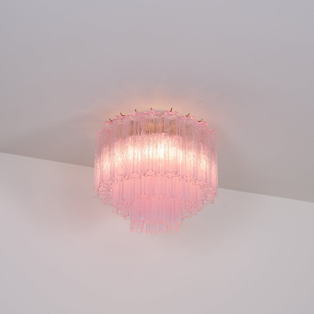 Veliaine loftslampe i pink Murano-glas, vintage