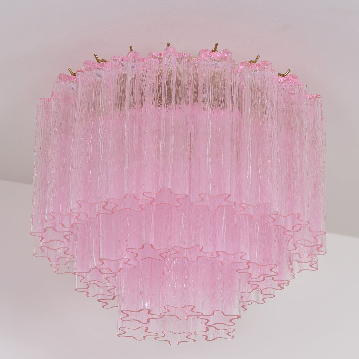Veliaine loftslampe i pink Murano-glas, vintage