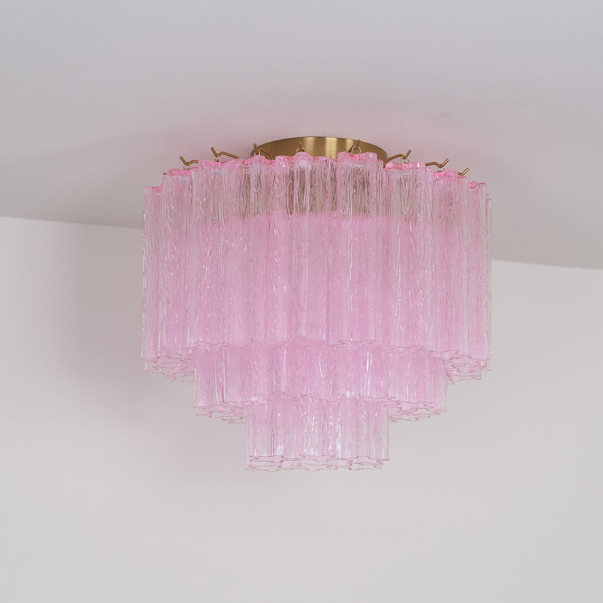 Veliaine loftslampe i pink Murano-glas, vintage
