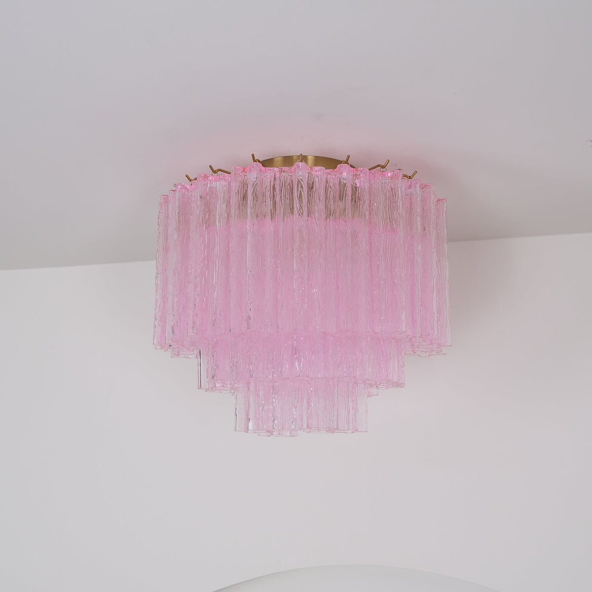 Veliaine loftslampe i pink Murano-glas, vintage