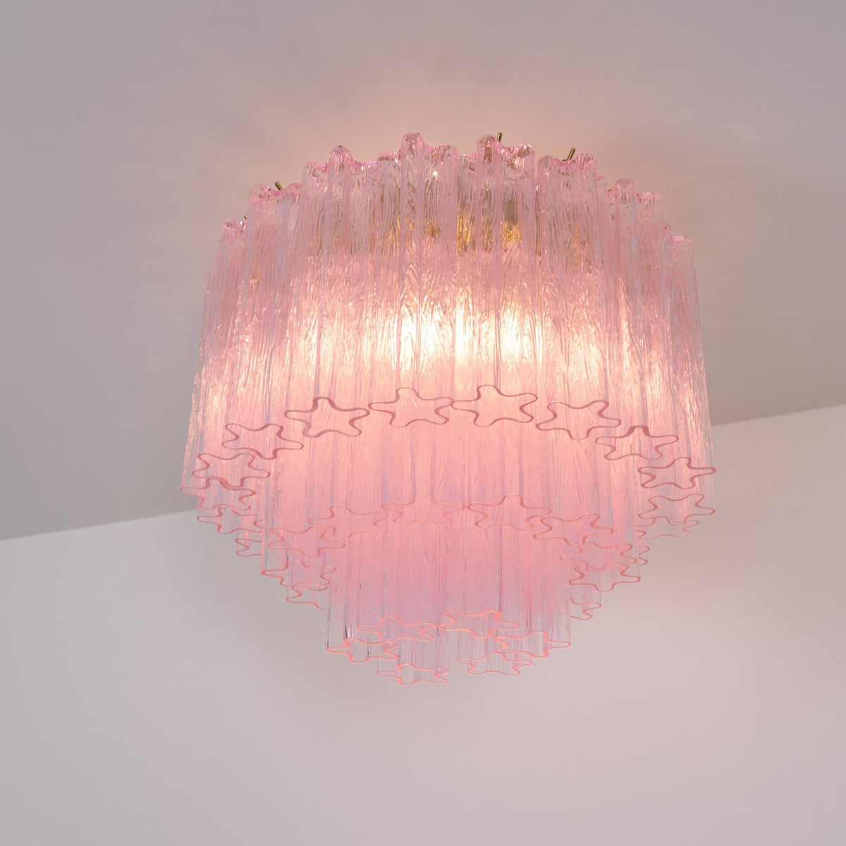 Veliaine loftslampe i pink Murano-glas, vintage