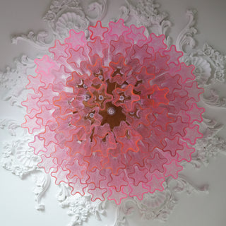 Veliaine loftslampe i pink Murano-glas, vintage