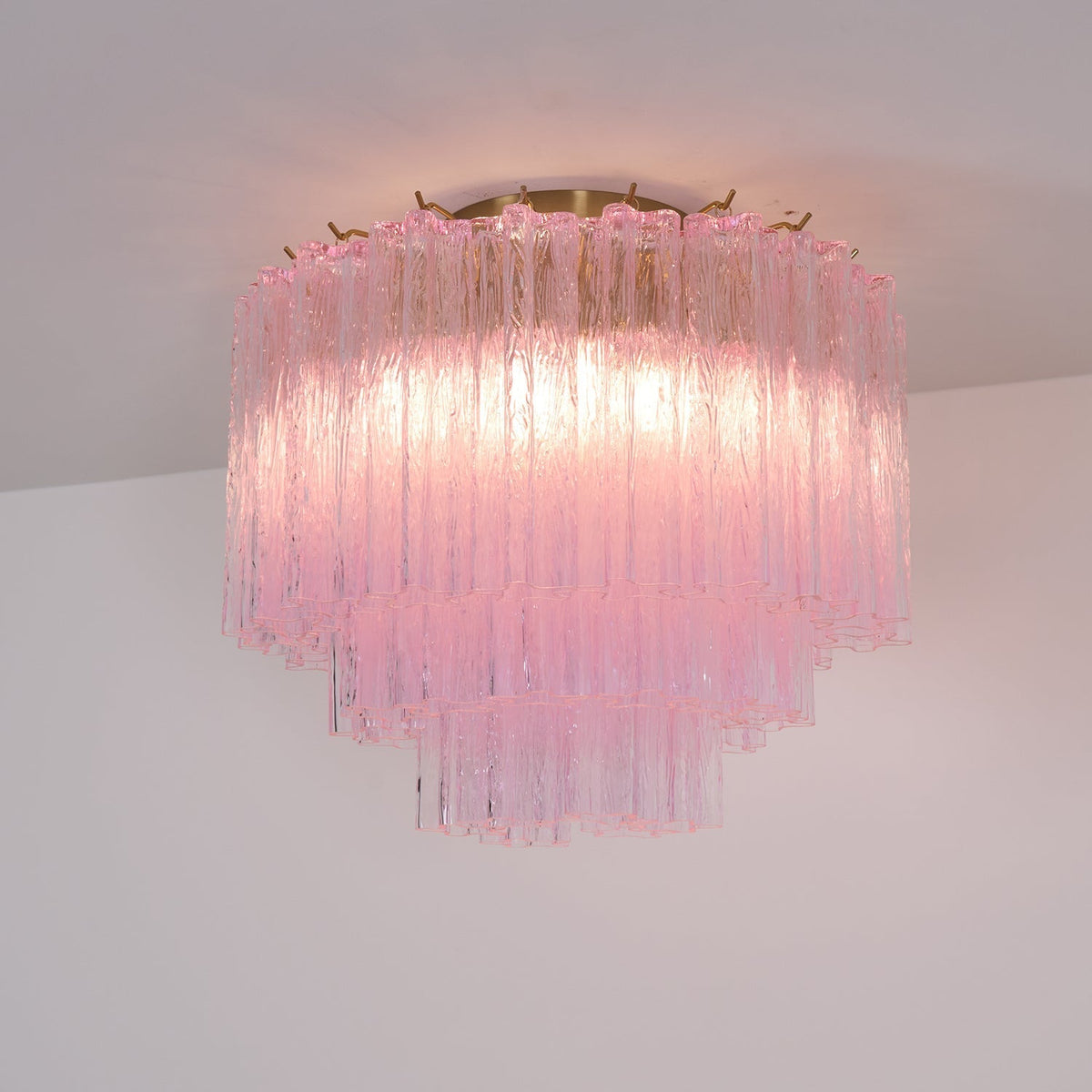 Veliaine loftslampe i pink Murano-glas, vintage